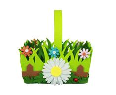 HAAC - Cesta Decorativa de Fieltro (19 x 16,5 x 10 cm), diseño de Nido de Pascua con Flores