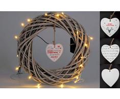Spetebo Corona Decorativa con 20 LED - Ratán Corona de Adviento 35 cm - Corona de Navidad para Puerta Corona Corona de Sauce Madera Corona