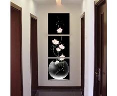 ABLUD 3PCS Florero sin Marco con Flores Arte de la Pared Material de la Lona Porche Decoración del hogar sin Marco Pintura de la Pared,02,40 * 40cm*3