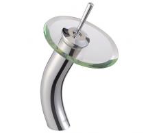 Inchant Cascada contemporáneo cristal Boquilla Cuenca del grifo del fregadero Grifo de cromo pulido comercial Alto baño grifo del fregadero del recipiente de tipo bajo encimera