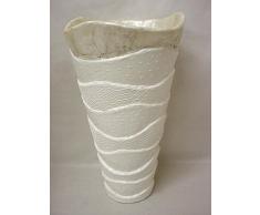 JARRON FLORERO POLYSTONE FIBRA DE VIDRIO CAPIZ BLANCO BAJO