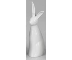 dekojohnson - Conejo Decorativo, Conejo de Pascua, Figura Decorativa, Conejo Decorativo, Blanco, de pie, 39 cm, Tarjeta de Regalo