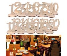 Dproptel - Números de madera para mesa de boda con soporte resistente, tarjeta de lugar para fiestas, eventos o catering, decoración para el hogar