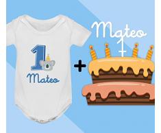 Conjunto regalo cumpleaños Cake Topper + Body o camiseta personalizado con el nombre decoración fiesta animales para Bebes Unisex Niños Niñas primer cumpleaños velas