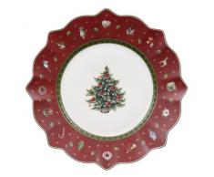Villeroy & Boch 1485852640 Toy's Delight - Plato decorativo de desayuno (24 cm), motivos navideños, color rojo