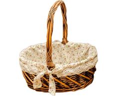 S-AIM Cesta de Picnic de Mimbre Cestas de Regalo Tejida de Sauce Canasta de Dulces de Pascua Gran Canasta de Almacenamiento Canasta de Vino con Mango Canasta de Boda de recolección de Huevos