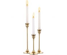 Nuptio 3 Piezas Candelabro Cónicos de Metal Dorado de Latón Portavelas, Adornos de Candelabro de Pieza Central Decorativos Antiguos y Modernos para Mantel de Mesa Regalo de Inauguración de la Boda