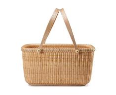 LMCLJJ Cesta de Mimbre Cesta de Picnic Cestas de Regalo Cesta de Tejido de Sauce Oval vacía Cesta de Pascua Cesta de Almacenamiento Grande Cesta de Vino con asa Recolección de Huevos Cesta de Boda