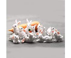 Yichener 1 Pieza 12 Estilo Conejo Pascua decoración Miniatura Liebre Animal Figura de Resina Craft Mini Conejo jardín Adorno DIY Accesorios