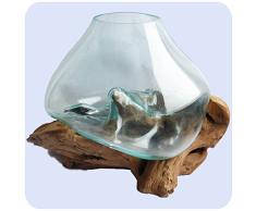 Simandra Madera De Raiz Florero De Cristal Madera De Teca Jarrón De Cristal Raíz Madera Teca Florero De Raíz Regalo Deco Ejemplar Único Talla 3 - Motivo 1