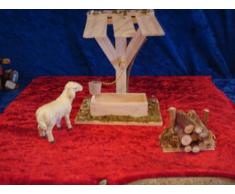 Pozo accesorios, Belén con oveja y madera impactos, para figuras de 12 cm