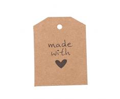 ULTNICE 100 piezas hechas con amor muestra papel de etiqueta de la etiqueta del regalo con guita para boda