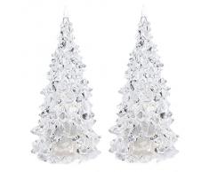 SODIAL(R) 2x LED que cambia de color artificial de cristal Decoracion de Navidad arbol de Navidad luz de la noche