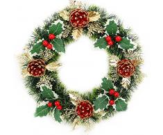 MoGist Corona de Navidad Trébol Pino Cono Christmas Decoración Wreath Corona de Adviento Puerta Corona Corona de Navidad Navidad