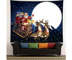 NC56 MINGKK - Tapiz para pared de Navidad para colgar árbol de Navidad, corona hippie boho, ventana, tapiz, madera, gato, decoración de pared