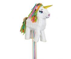 Unique Party- Piñata unicornio para tirar, Color blanco (65987)