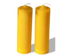Figura Santa 2 Velas Grandes con Forma de Panal. 100% Cera de Abeja. 18 cm de Altura y 5 de diámetro. Manufacturadas en la Selva Negra.