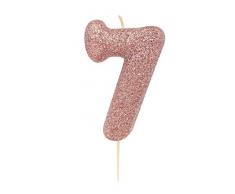 Anniversary House AHC50/7 - Vela de Oro Rosa número 7 con Purpurina