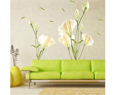 WandSticker4U - Adhesivo decorativo de flores para paredes, diseño floral para muros y paredes de salas de estar, dormitorios, armarios, cocinas y vestíbulos, de grandes dimensiones