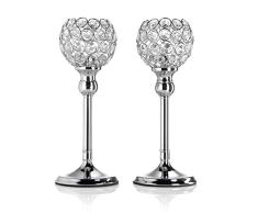 JQCHY Candelero de Cristal 2 Piezas, Portavelas Dorado Candelabro de Una Cabeza Candelabro de Mesa Candeleros de Pie Dormitorio Fiesta Boda Decoración Navidad Halloween