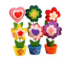 TOYANDONA 6 Piezas de Soporte de Tarjeta de Lugar Número de Mesa de Madera Soportes de Foto de Forma de Maceta Clips para Recuerdos de Boda (Estilo Mixto)