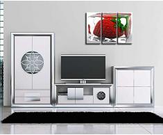 Cuadro Moderno fotografico base madera, 97 x 62 cm, Fresa Helada, Fruta ref. 26200