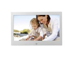 Portarretratos digital, pantalla en color LCD de alta resolución Full HD de alta resolución con resolución de 1366 x 768 de 10 pulgadas, reproductor MP3 / MP4 con interfaz HDMI, regalos,Silver