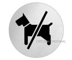 OFFORM Señal pictograma en acero inox Ø 75mm No.39065 Perros prohibidos