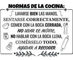 Docliick® Vinilos de pared decorativo con frase decorativa motivadoraNORMAS DE LA COCINA. Pegatinas decorativas pared. Decoración casa Docliick DC-19170