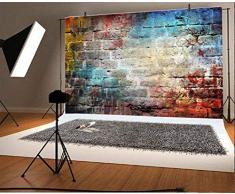 Cassisy 3x2m Vinilo Telon de Fondo Abstracto Vintage Graffiti Grunge Distressed Arte Callejero Pared de ladrillo Fondos para Fotografia Party Photo Studio Props Photo Booth