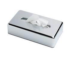WIN-WARE Caja de pañuelos rectangular con 100 lujosos y suaves pañuelos de papel incluídos. Metal cromado, con la base ajustable, y apto para el montaje fijo en paredes u otras superficies (fijaciones no incluídas) de habitaciones