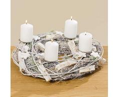 Unbekannt Corona de Adviento Natural/Blanco con Decoración (1010467) Advent Decorativa Corona