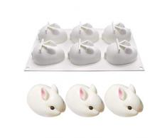 Haodene moldes de repostería de Silicona - Huevos de Pascua moldes conejitos de Pascua de Chocolate para jabones Tartas bizcocho Fondant