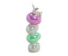 MaRab Figura Decorativa de Conejo en Huevo de Pascua, Brillante, de cerámica, Aprox. 7 x 19 x 7 cm. Ideal como Regalo y como decoración.
