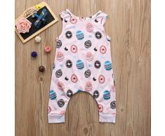K-youth® Ropa Bebe Recien Nacido, Bebés Niñas Huevos de Pascua de Dibujos Animados de Impresión Mono Romper Trajes Ropa Bebe Niña Verano (Blanco, 90(6-12 Meses))