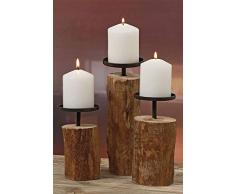 Juego de 3vela-Candelabro (Tempe Madera-H14/18,5/23,5cm