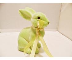 Decoración Figura Conejo Pascua decorativos terciopelo 15 cm, Pastel Grün