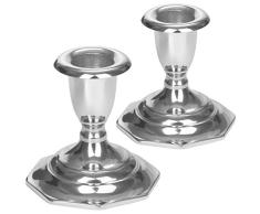 com-four® 2X candelabro en diseño clásico - candelabro con Base Octogonal - candelabro para Velas de Palo (02 Piezas - Candelero pie Cuadrado)