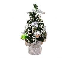 OULII Mini árbol de Navidad Abeto Artificial Decoración de Navidad (Plata)