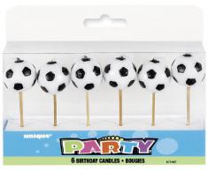 Unique Party- Paquete de 6 velas de cumpleaños con forma de balón de fútbol (71187)
