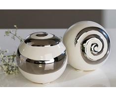 Creole - Juego de 2 bolas decorativas, color blanco y plateado