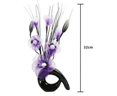 Flourish 723392- qh1 Jarrón pequeño con Cadbury Morado y Blanco Flores de nailon artificiales en jarrón, diseño Home Accessorie, 32 cm, color morado