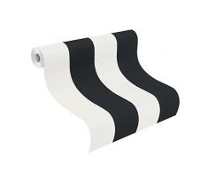 Papel pintado Rasch Paper 286694, diseñoJust Me, de rayas negras y blancas