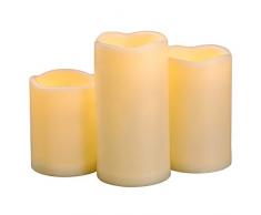 3 velas LED impermeables sin llama, 1000 horas de duración de la batería/parpadeo a pilas, eléctricas al aire libre, gran pilar de vela para exteriores, decoración de festivales, etc.