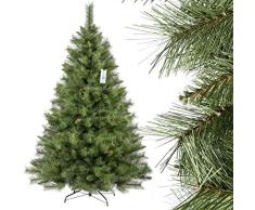 FairyTrees Árbol de Navidad Artificial Abeto ESCANDINAVO, Material PVC, Las piñas verdaderas, el Soporte en Metal, 180cm, FT16-180