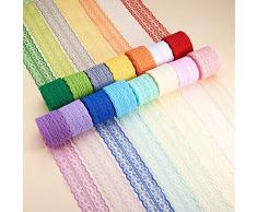 BENECREAT 15 Rollos de 150m de color mixto de flores de tela Cinta de encaje por el rollo de invitacion de boda, tarjetas, decoracion, costura, fabricacion de lazo de pelo, envoltura de paquete de regalo, 45mm de ancho