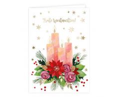 Juego de 2 tarjetas de felicitación en Navidad, corona de Adviento, calcetines, neutral, niño, niña, en blanco, tarjeta de Navidad, DIN A6