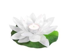 EUTOPICA Pack de 20 Velas flotantes para Piscina Tipo Flor, nenúfar, Polyester (Blanco)