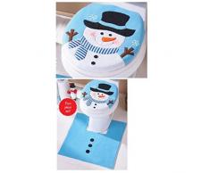 Decoración de Navidad,RETUROM 2 piezas Conjunto de lujo del muñeco de nieve cubierta de asiento de inodoro y alfombras de baño Conjunto de la decoración de Navidad