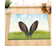 ijiashunf Hierba Salvaje Conejito de Pascua Orejas Grandes Decoraciones de baño Antideslizantes Alfombra de Piso de Terciopelo